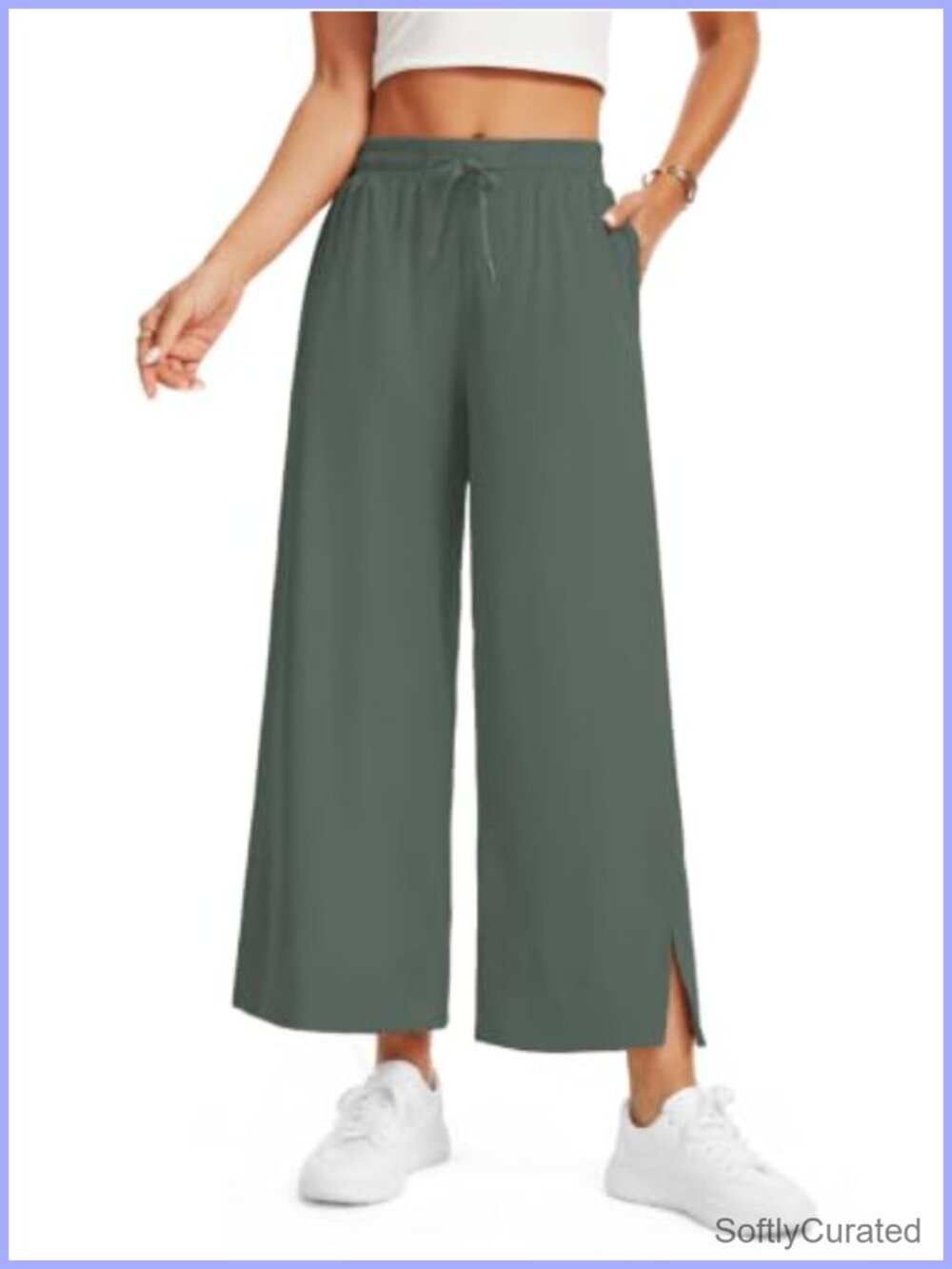 High Waisted Wide Leg Ankle Palazzo Pants Flowy Lightweight Travel Lounge